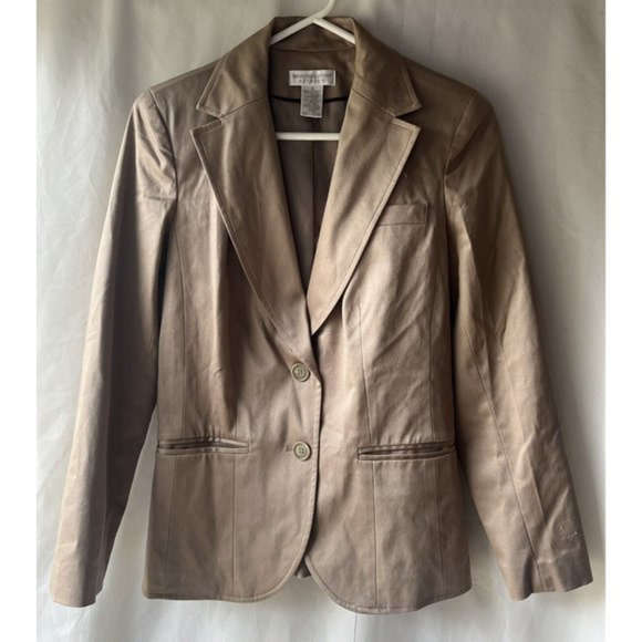 Worthington Tan Butto Up Blazer Stretch Suit‎ Jacket Size 4 - Picture 1 of 8
